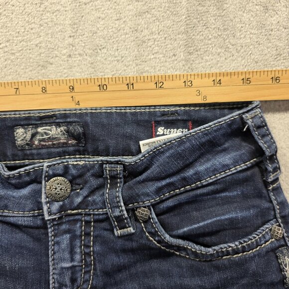 Silver Jeans Suki Capri Womens 32 Denim Super Stretch Embroidered Pockets Jeans - Picture 9 of 12